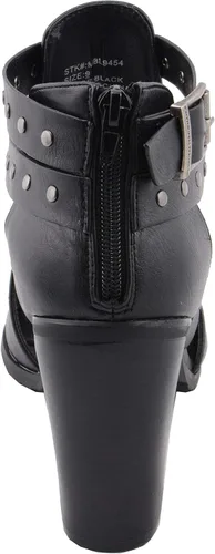 Miniatura 4 de Milwaukee Leather MBL9454 Sandalias de tacón negro con correa tachonada con tacón de plataforma para mujer