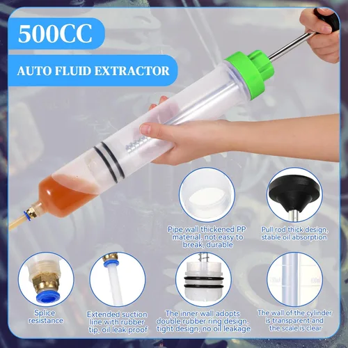 Miniatura 3 de Gisafai Bomba de Extractor de Líquido Automotriz Manual de 500cc Jeringa de Bomba de Extractor de Aceite para Gasolina Limpiador Manual para Negro