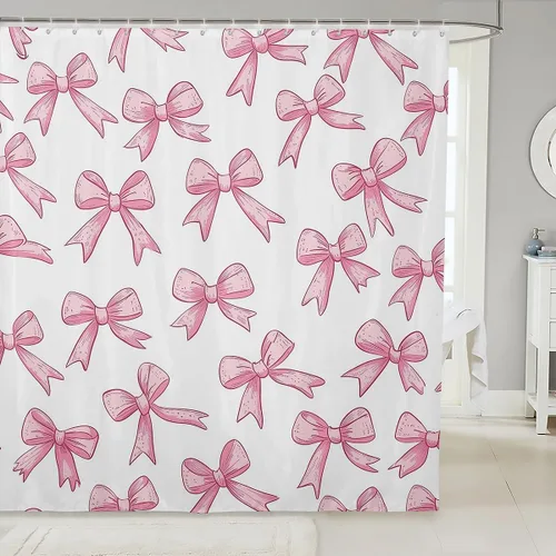 Miniatura 17 de Feelyou Accesorios impermeables de baño de cereza roja con 12 ganchos, cortina de ducha de frutas de dibujos animados para niñas, mujeres y niños