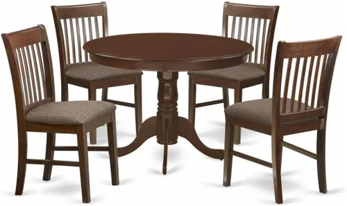 Miniatura 17 de HomeStock Juego de mesa de cocina de 5 piezas para 4 personas, incluye una mesa de comedor rectangular con hojas y 4 sillas Parson de tela de lino