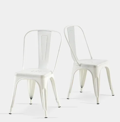 Miniatura 11 de Juego de 8 sillas de comedor de metal verde alpino, sillas de cocina apilables retro estilo granja, sillas laterales de acero verde oscuro para café