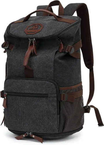 Bolsa de lona de gimnasio Kalesi con compartimento para zapatos, mochila impermeable de 4 vías para viajes, deporte, senderismo, portátil, Negro