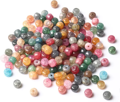 Cadikez 200 cuentas de piedra natural, lisas y planas, cuentas de piedras preciosas de ágata auténtica, espaciador, cuentas sueltas de colores para