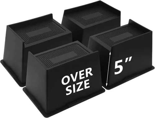 Miniatura 10 de Elevadores de cama de 4 pulgadas, resistentes, elevadores de muebles de gran tamaño, paquete de 4 elevadores de cama extra anchos para mesa, sofá