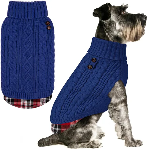 Miniatura 41 de KYEESE - Suéter para perro mediano, suéter tejido con estampado de cuadros, cálido abrigo de mascotas para otoño e invierno