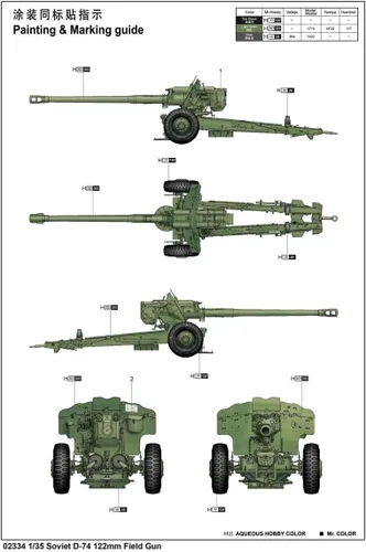 Miniatura 3 de Trumpeter Kit modelo de pistola de campo Soviética D 74 de 4.803 in