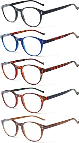 Miniatura 15 de NORPERWIS 5 pares de anteojos de lectura, ajuste estándar, con bisagra de resorte, lentes para hombres y mujeres, Mediana