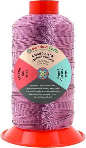 Miniatura 154 de Mandala Crafts - Hilo de nailon para coser cuero, tapicería, mezclilla y para trenzar el pelo; resistente, 1500 yardas, tamaño 69 T70 Marrón