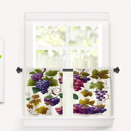 Miniatura 214 de Cortinas opacas de poliéster multicapa para cafetería, con diseño de diamantes, 2 unidades, 26 x 24 pulgadas