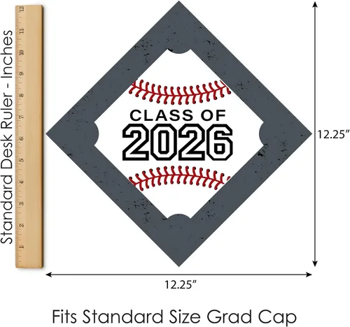 Miniatura 7 de Big Dot of Happiness Béisbol de graduación - Kit de decoración de gorra de graduación 2026 - Cubierta de gorra de graduación