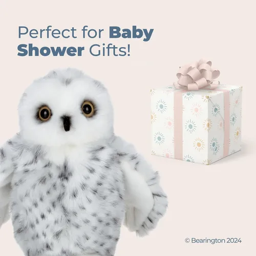 Miniatura 5 de Bearington Collection Peluche de búho nevado – Diseño moderno suave y esponjoso de 8 pulgadas – Juguete de peluche de búho de peluche – para niños