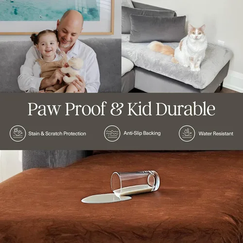 Miniatura 4 de Nolan Interior Funda mágica para sofá, funda de terciopelo para sofá de asiento, a prueba de mascotas, fácil de instalar, funda elástica, pequeña