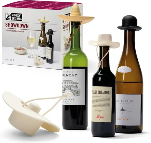 Miniatura 9 de Tapón de vino de silicona Monkey Business Sella la botella y mantiene el vino fresco/Lindos accesorios para vino/Gadgets de cocina/Tapón