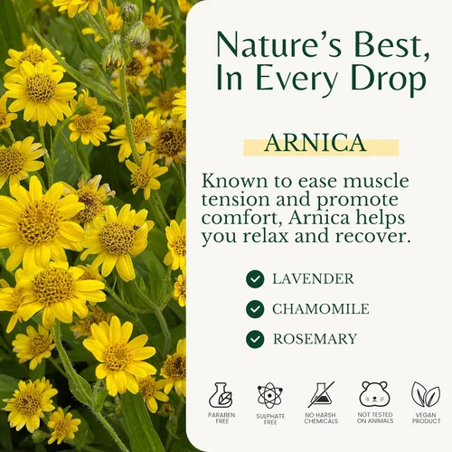 Miniatura 4 de Edenika Botanicals Aceite de masaje muscular de máxima fuerza para terapia de masaje con árnica pura, alivio de tensión muscular profunda y masaje