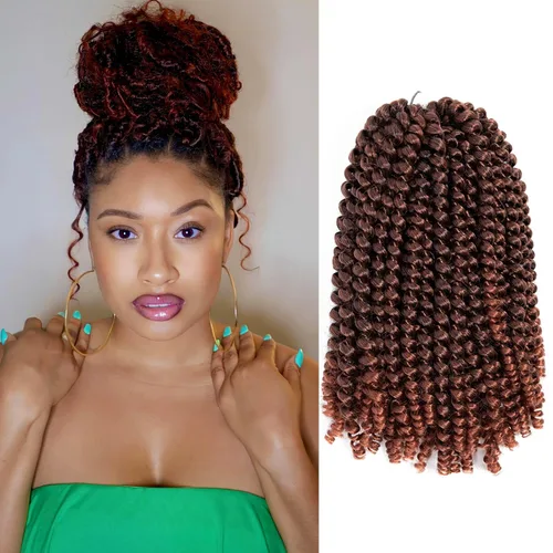 Miniatura 13 de Cabello trenzado de resorte de 8 pulgadas, 6 paquetes de cabello trenzado de resorte para trenzas de mariposa, extensiones de cabello suave de fibra