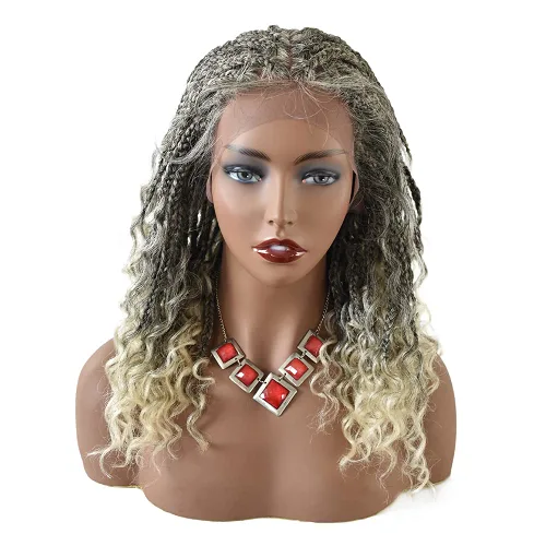 Miniatura 8 de Pelucas trenzadas para mujeres negras, 14 pulgadas, encaje HD suave de 4 3/4 x 12 1/2 pulgadas, peluca trenzada frontal sin nudos, pelucas cortas