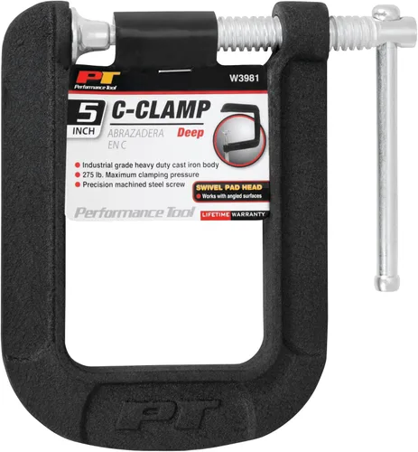 Miniatura 4 de Performance Tool Abrazadera en C de 5 pulgadas de profundidad W3981 con construcción de hierro fundido pesado y base giratoria extragrande
