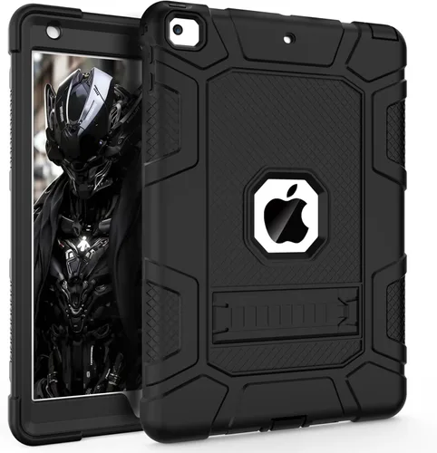 Fundas para iPad de 6ª Generación, Funda de 5ª Generación, Air 2 de 9.7 Pulgadas a Prueba de Golpes, Resistente, Funda Protectora con Pata de Negro