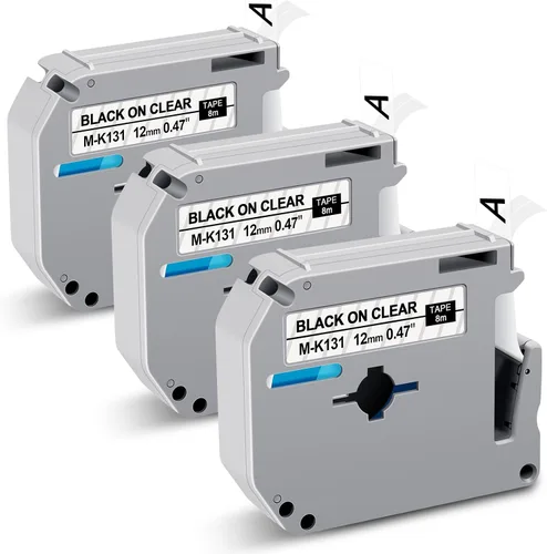Miniatura 11 de M-K131 PT-95 - Cinta de etiquetas transparente compatible con Brother P Touch M, cinta transparente de 0.472 in, 0.47 pulgadas, M-K131s M131 MK131