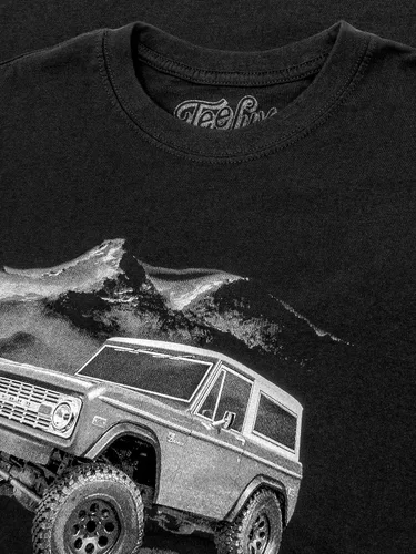Miniatura 2 de Tee Luv Camiseta retro de los años 70 Ford Bronco Mountain Graphic para hombre, Negro