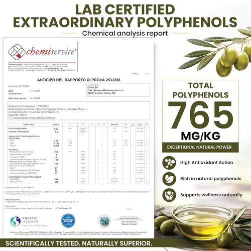 Miniatura 2 de Oilala, Alto polifenol 765 mg/kg Aceite de Oliva Virgen Extra, Hidroxitirosol Rico, Ultra High phenolic Drinking Shot, Coratina, Oleocanthal Rich