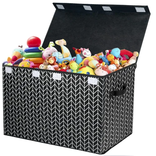 Miniatura 14 de Mayniu Caja grande de almacenamiento de juguetes para niñas y niños, resistente caja de juguetes organizadora con tapa para sala de estar, Rosa