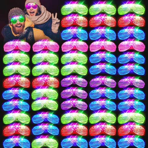 SHQDD 75 piezas de lentes LED, lentes iluminados, 5 colores con 3 modos de luz, suministros de fiesta que brillan en la oscuridad, regalos de fiesta