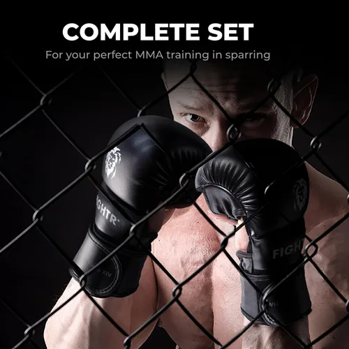 Miniatura 6 de FIGHTR® Guantes de combate MMA con el mejor ajuste para una máxima estabilidad con acolchado extra grueso para sparring, MMA, boxeo, kickboxing