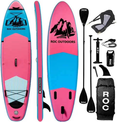Miniatura 41 de Roc Tabla de remo inflable con accesorios y mochila de alta calidad, cubierta antideslizante, bolsa impermeable, correa, remo y bomba de mano.