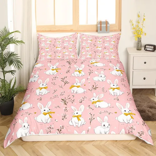 Miniatura 21 de Juego de funda de edredón para niños y niñas, con diseño de gatos y mascotas de dibujos animados, para niños y niñas, juego de funda de edredón