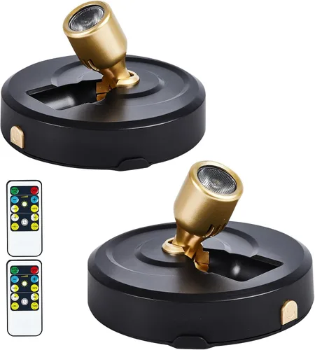 Miniatura 10 de Foco inalámbrico a pilas con control remoto, paquete de 2 luces para debajo del armario con función de temporizador para debajo del mostrador