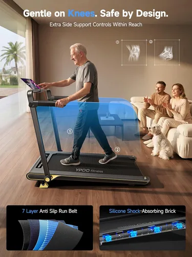 Miniatura 6 de YPOO Walking Pad Treadmill with Incline, 2-in-1 Under Desk Walking Pad with Foldable Handlebar, 0.5-6.2 MPH Portable Treadmill for Home Office, 2.5