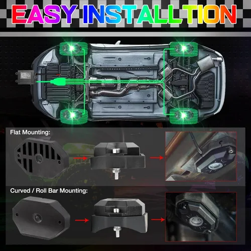 Miniatura 4 de SWATOW - Juego de luces de neón de 4 x 4 pulgadas, luces de roca RGB LED, luces subterráneas con control Bluetooth, luces multicolor para ruedas