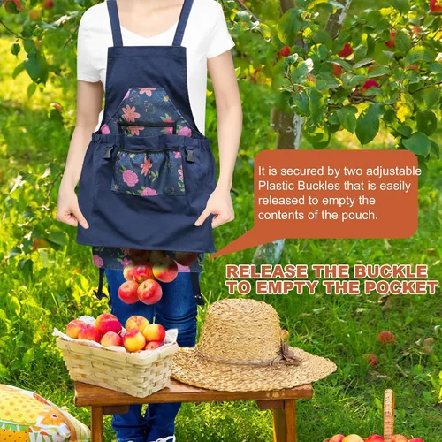 Miniatura 2 de Gardening Apron with Quick Release Pockets for Women and Men, Water Resistant Picking Pouch