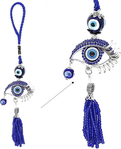 Miniatura 8 de LUCKBOOSTIUM Amuleto único y elegante contra el mal de ojo con cuentas de cristal azul para colgar en el auto, dijes para fuerza, protección