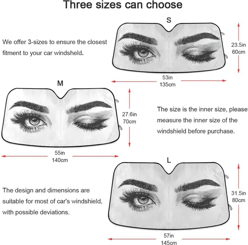 Miniatura 3 de Parasoles para parabrisas de vehículo, diseño de ojos de mujer, guiño y pestañas sexys, bloquean rayos ultravioleta y mantienen tu vehículo fresco