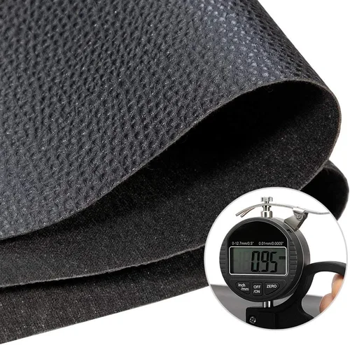 Miniatura 2 de TORRAMI Hoja de material de tela de cuero sintético de PU suave 2 yardas 54" x 72", 0.95mm de espesor para tapicería, manualidades, patrón de Negro