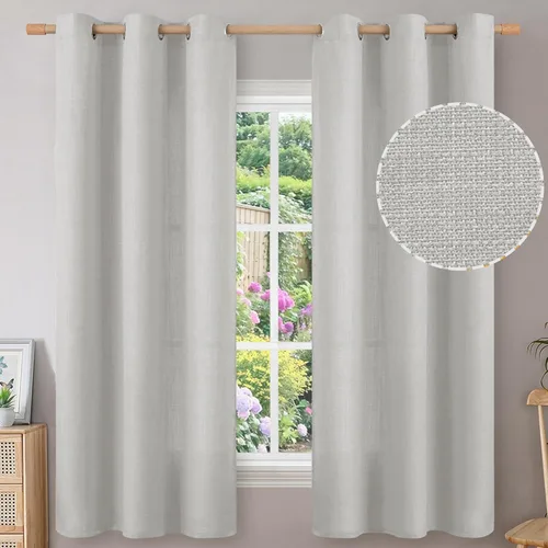 Miniatura 144 de BGment Cortinas de Lino Beige de 63 Pulgadas de Largo 2 Paneles - Tratamientos para Ventanas con Textura de Arpillera Filtrantes de Luz Cortinas