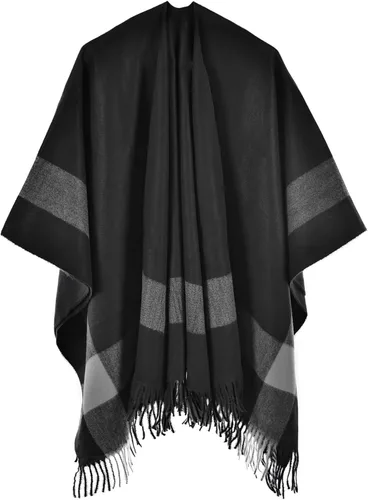 Miniatura 165 de Poncho chal para mujer, suéteres suaves y cálidos para mujer, parte delantera abierta, poncho de viaje para otoño, invierno y primavera