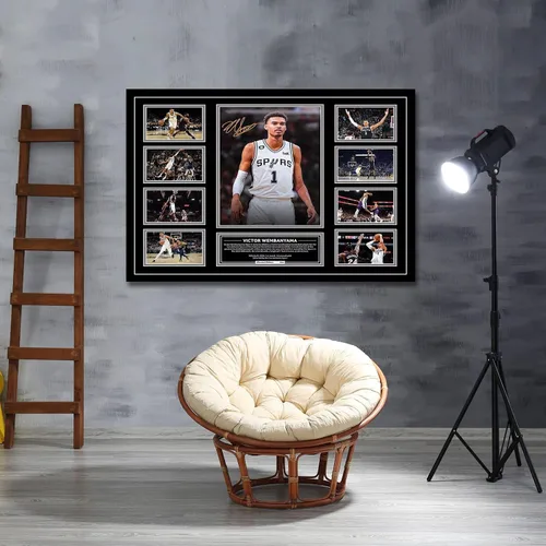 Miniatura 3 de Póster Firmado de la Superestrella del Baloncesto Victor Wembanyama Para Habitaciones de Niños Fanáticos Decoración de Pared del Dormitorio
