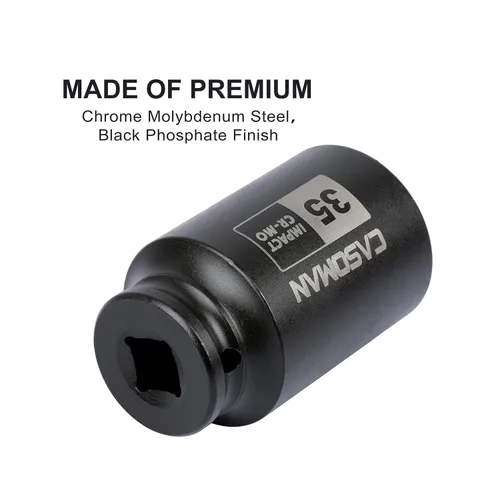 Miniatura 5 de CASOMAN Enchufe de impacto de 6 PT de 1/2" x 1.378 in de profundidad, CR-MO, 1/2 pulgada de transmisión de 6 puntos para una fácil extracción