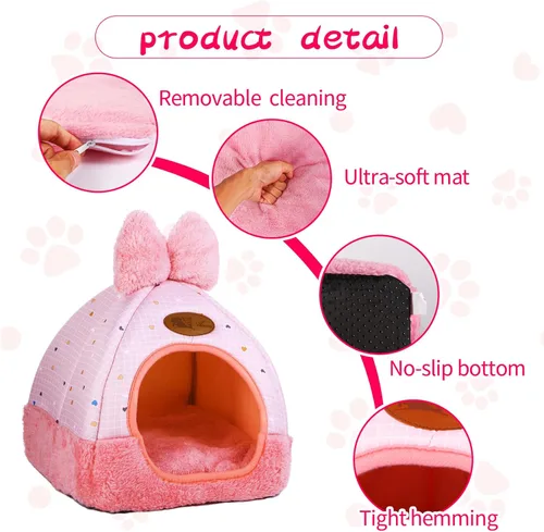 Miniatura 3 de Escondites de cama de conejo, hurones, ratas, erizos, jaula de chinchilla, accesorio para conejo, conejillo de indias, hámster, cama de conejo Rosa