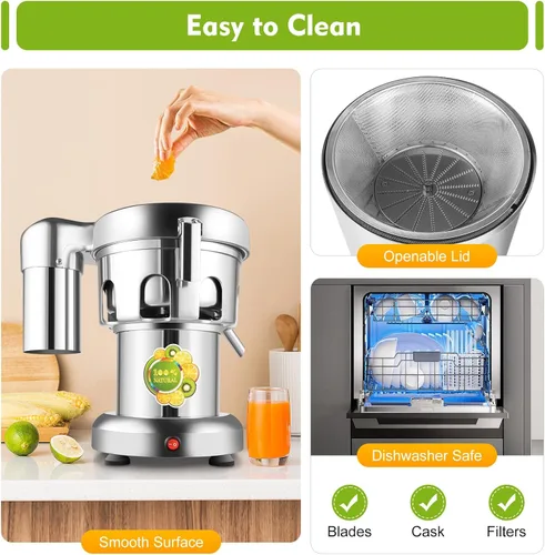 Miniatura 4 de Máquina extractor de jugo comercial resistente, fabricante de exprimidores de acero inoxidable para frutas y verduras Herramienta centrífuga