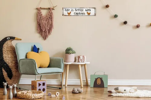 Miniatura 6 de AWISZZZ Letreros de metal con diseño de «Life is Better with Chickens», accesorios de puerta de gallinas de granja, decoración de pared, placa