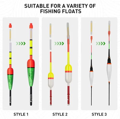 Miniatura 5 de QualyQualy Varillas incandescentes de pesca para bobbers de 1, 1.5, 2, 3 pulgadas, luces de alarma de campana de pescar, luces de alarma Bobber, kit