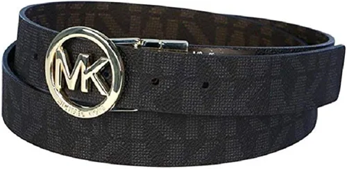 Miniatura 7 de Michael Kors Cinturón reversible para mujer, blancomarrón, hebilla dorada Mk, BlancoMarrón
