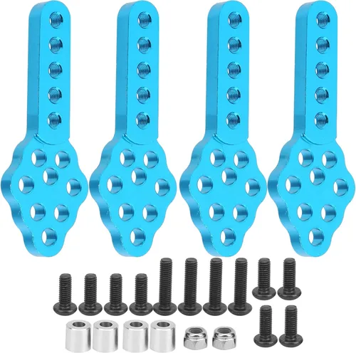 Miniatura 5 de Soporte de amortiguador RC, ángulo de altura ajustable, soporte de choque RC Crawler, 4 piezas de aleación de aluminio azul, para entusiastas de RC