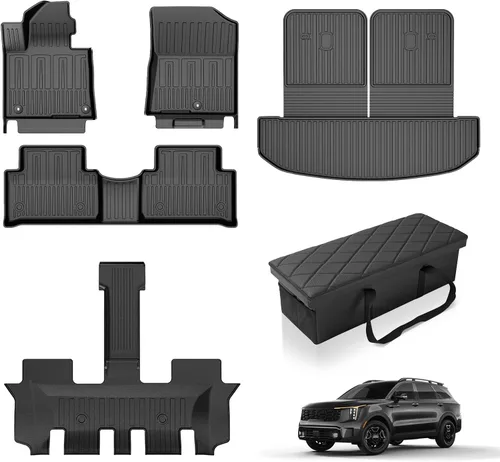 Miniatura 16 de Tapete de carga compatible con Kia Sorento 2021-2025 2026 Tapete de maletero con tapete para respaldo de asiento, TPE para todo tipo de clima