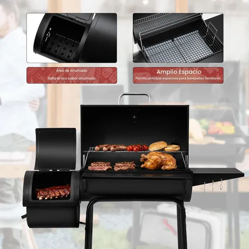 Miniatura 10 de Royal Gourmet CC1830S - parrilla de carbón para barbacoa y ahumador offset superficie de cocción de 823 pulgadas cuadradas, para exteriores