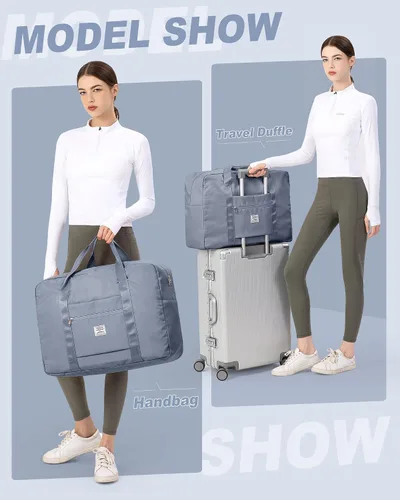Miniatura 8 de Bolsa de viaje de fin de semana para mujeres y hombres con bolsa de aseo personal, bolsa de transporte para la noche, bolsas grandes plegables